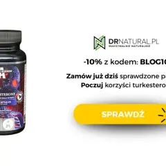 Czarny suplement diety z napisem "Turkesterone" i grafiką. Poczuj korzyści turkesteronu.