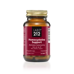 Suplement diety "Homocysteine Support" od LABS 212, zawierający TMG, witaminy z grupy B i cholinę, pomaga obniżyć homocysteine.