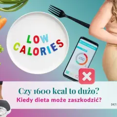 Warzywa, talerz z napisem "LOW CALORIES", aplikacja z kaloriami i osoba na wadze. Co jeść na redukcji?