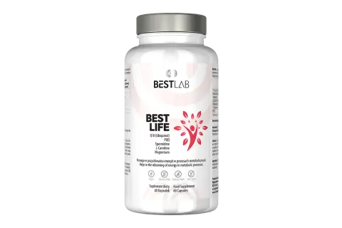 Suplement diety Best Life z Q10, PQQ, L-karnityną, magnezem i spermidyną. Wspiera metabolizm.