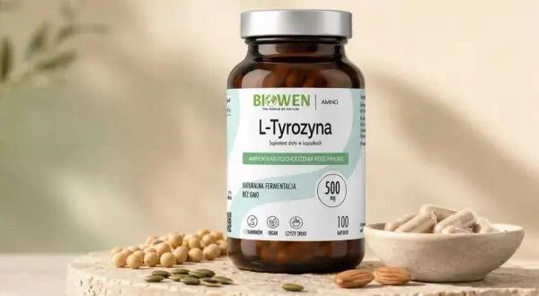 Suplement L-Tyrozyna od Biowen, wsparcie w walce z depresją. Naturalna fermentacja, wegański skład.