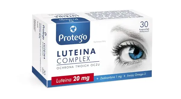 Protego Luteina Complex – ochrona Twoich oczu. Luteina na co? Na zdrowie wzroku, wspierana przez zeaksantynę i kwasy Omega-3.