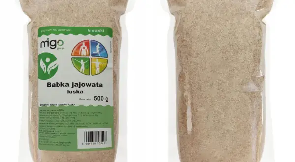 Opakowanie babki jajowatej łuski, naturalnego suplementu diety.