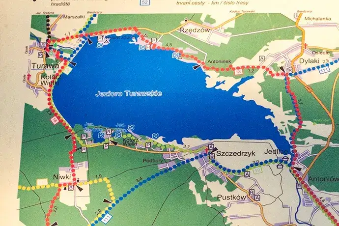 Mapa trasy rowerowej Jezioro Turawskie