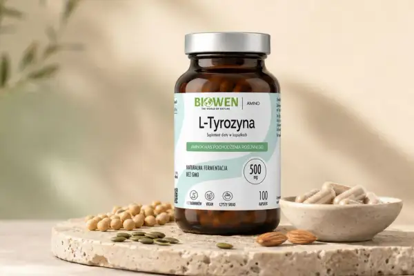 Suplement L-Tyrozyna od Biowen, wsparcie w walce z depresją. Naturalna fermentacja, wegański skład.