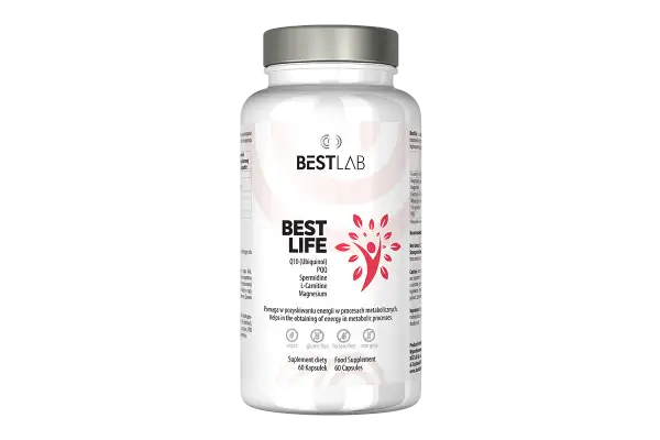 Suplement diety Best Life z Q10, PQQ, L-karnityną, magnezem i spermidyną. Wspiera metabolizm.