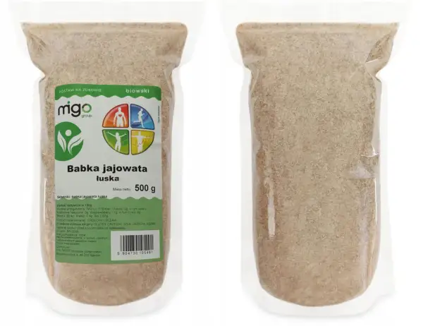 Opakowanie babki jajowatej łuski, naturalnego suplementu diety.